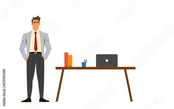 Fototapeta Businessman with laptop,Man in office,Man with table in office