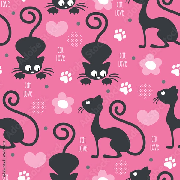 Obraz cat love pattern vector illustration