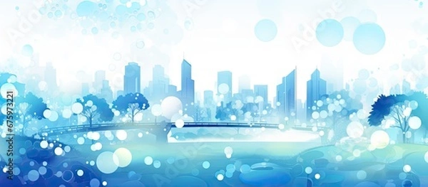 Fototapeta The abstract background design features a vibrant summer city party scene with a mix of white and blue colors including a water pattern creating a refreshing and captivating wallpaper The p