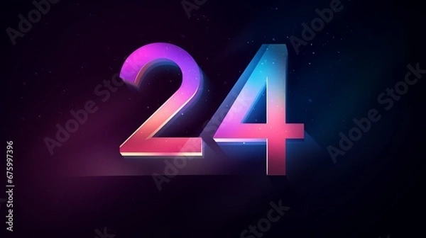 Fototapeta Futuristic 2024 Symbol and Digit 24 Background Design