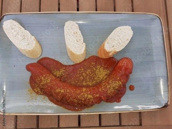 Obraz Currywurst mit Brot