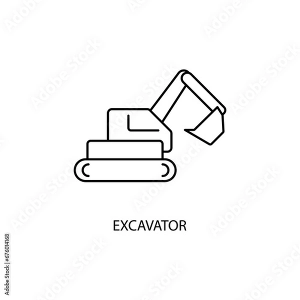 Fototapeta Excavator concept line icon. Simple element illustration. Excavator concept outline symbol design.