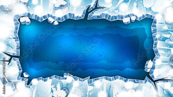 Obraz Rectangle Shaped Ice Cracks As a Winter Background
