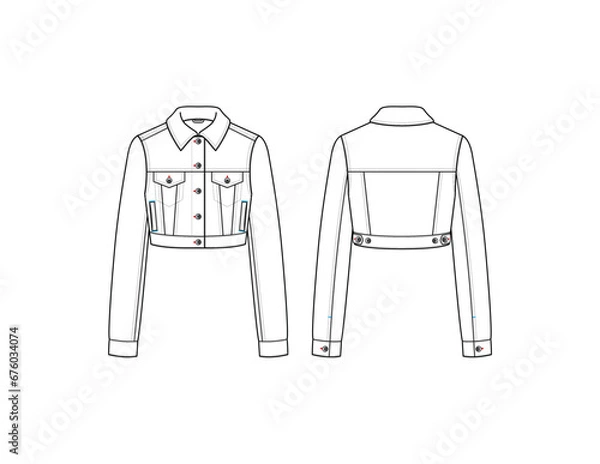 Obraz Cropped Denim Trucker Jacket Womens AI Vector
