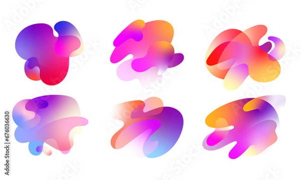 Fototapeta Gradient abstract shapes set. Shapes, aura aesthetic elements, minimalist design elements with blur gradients. abstract banners with flowing liquid shapes Template for logo, flyer or presentation 