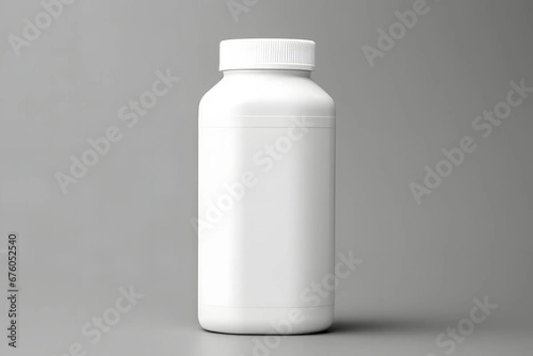 Fototapeta white plastic bottle with a blank label mockup. 250 ml bottle mockup.