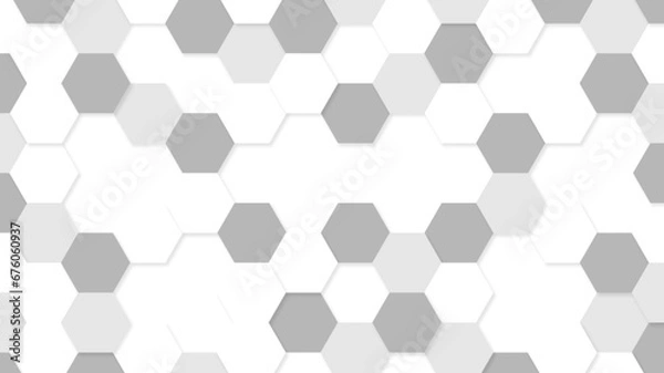 Fototapeta Abstract white and gray multi-shade hexagonal background. Gray luxurious 3d honeycomb futuristic vector. 3D futuristic abstract honeycomb mosaic white background. geometric mesh cell texture.	