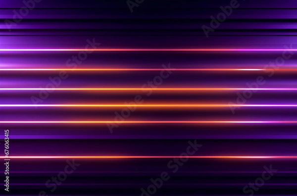 Obraz vibrant horizontal stripes with a neon glow, predominantly in shades of purple and orange. The luminous effect creates a sense of depth, suggesting a lively, electric atmosphere a dynamic background f