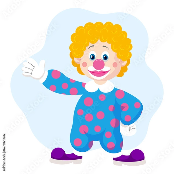 Fototapeta Cute funny cartoon clown. Children's card, print, colorful illustration, vector