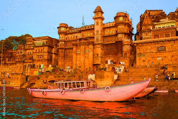 Obraz  Varanasi, Banaras or Benares and Kashithat has a central place in the traditions of pilgrimage, death, and mourning in the Hindu world