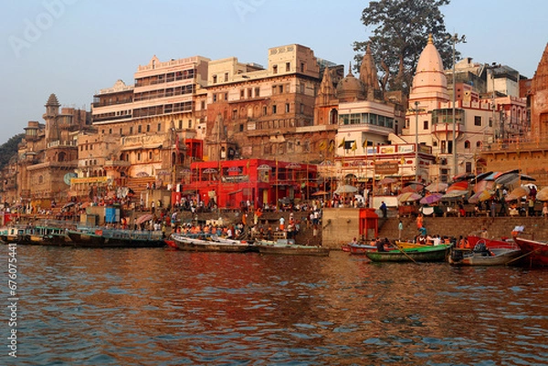 Fototapeta  Varanasi, Banaras or Benares and Kashithat has a central place in the traditions of pilgrimage, death, and mourning in the Hindu world