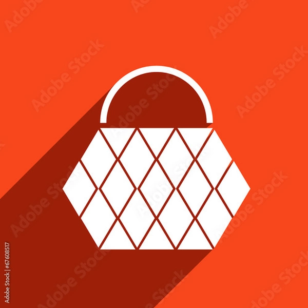Obraz Icon bag of rhombus with long shadow on red background