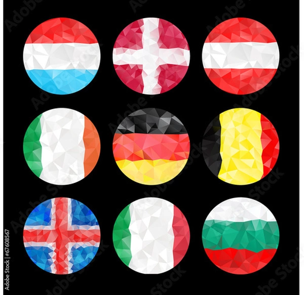 Obraz Flag icons with a triangular texture