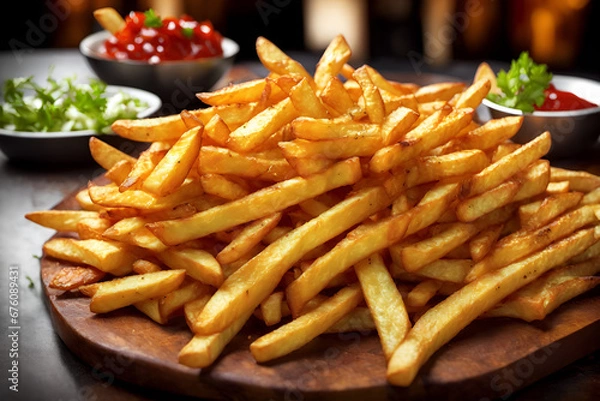 Obraz french fries on a plate- Generative AI