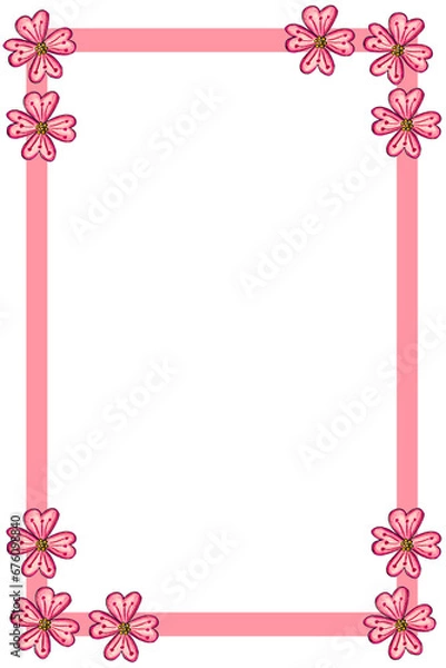 Obraz Pink flowers frame on a white background
