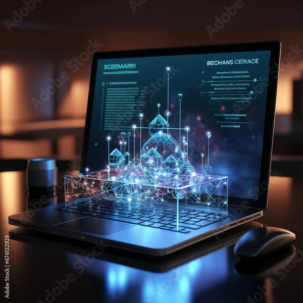 Obraz laptop computer with map