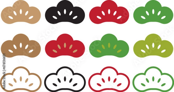 Fototapeta 松　イラストセット　年賀素材　和柄