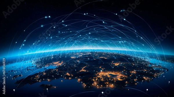 Obraz Interconnected system of Earth's satellites around the planet