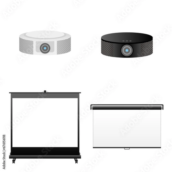 Fototapeta いろいろな家電のセット_プロジェクター,スクリーン