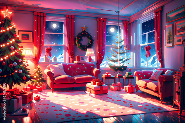 Fototapeta Christmas-related things.
Generative AI