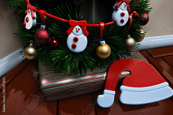 Fototapeta Christmas-related things.
Generative AI