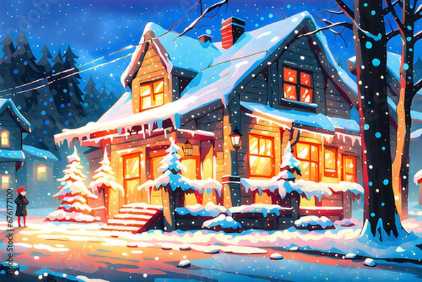 Fototapeta Happy White Christmas.
Generative AI