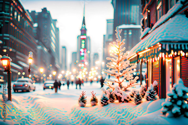 Fototapeta Happy White Christmas.
Generative AI