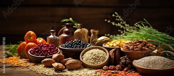 Obraz The organic harvest of colorful grains from nature s bountiful agriculture is a nutritious and healthy ingredient for a vintage inspired natural and plant based diet