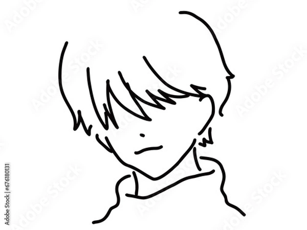 Fototapeta かっこいい男性のシンプルな線画／手描きイラスト素材