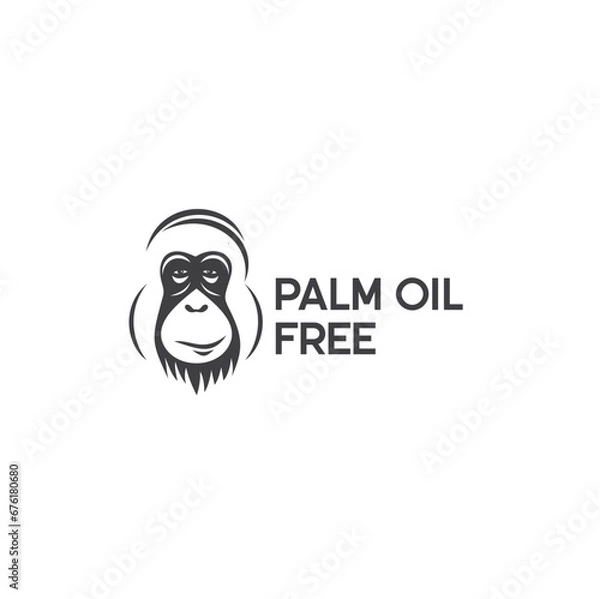 Fototapeta illustration of palm oil free, label template, vector art.