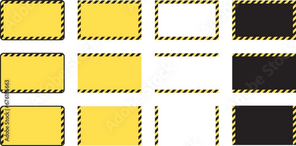 Fototapeta 警告、注意喚起風フレームのベクターイラストセット