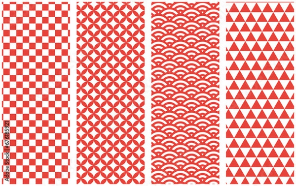 Fototapeta 赤色の和柄セット