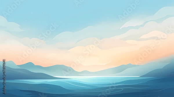 Fototapeta Hand drawn mountains abstract poster web page PPT background