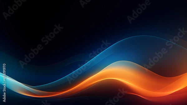 Fototapeta Dark blue, turquoise and orange particles natural gradient blur vortex abstract poster web page PPT background