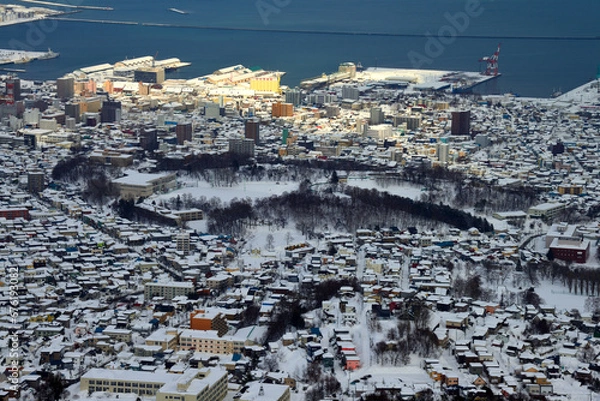 Fototapeta 冬景色・冬の小樽街俯瞰