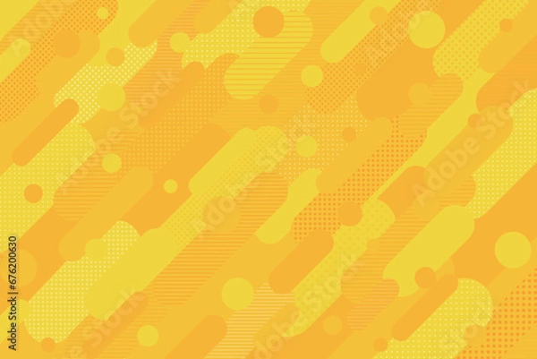 Fototapeta 背景素材 黄色 オレンジ 幾何学的なドットとストライプ背景 イベント バックグラウンド 横長ワイド