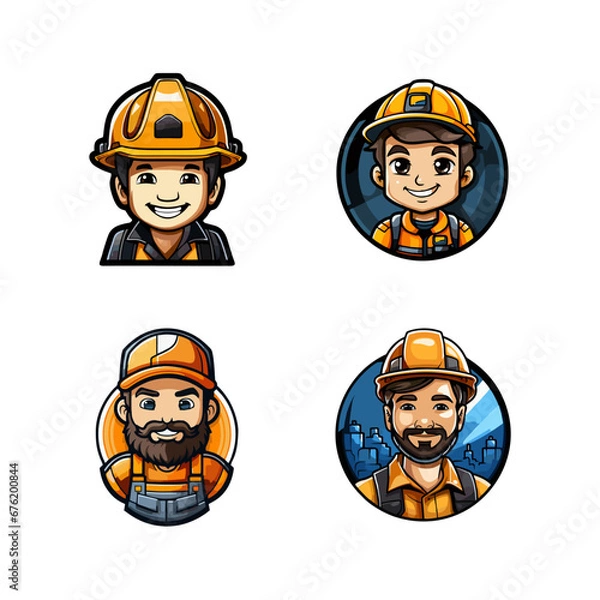 Fototapeta set of workers vector design