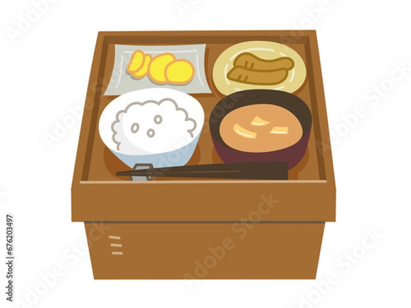 Obraz 箱膳のイラスト（カラー）