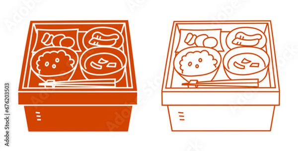 Obraz 箱膳のイラスト（単色）