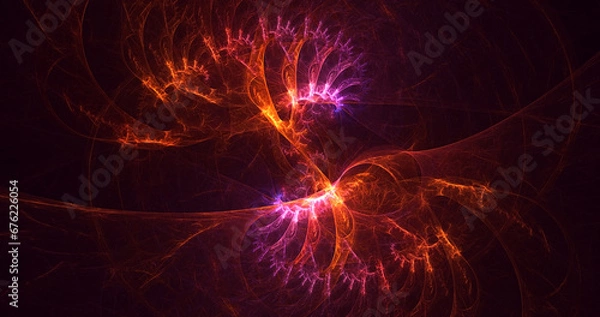 Fototapeta 3D manual rendering abstract technology fractal background