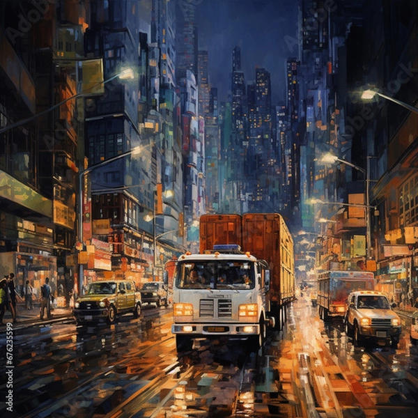 Fototapeta Cargo truck solid modern background 3d render