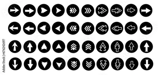 Fototapeta Arrows big black set icons. Arrow icon. Arrow vector collection. Arrow. Cursor. Modern simple arrows. Vector illustration