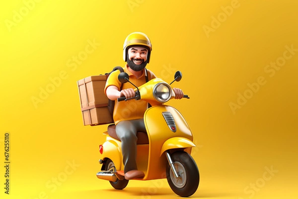 Obraz 3d character delivery boy