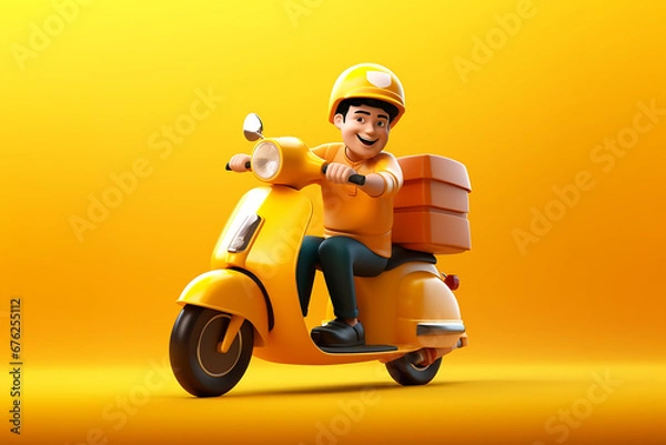Obraz 3d character delivery boy
