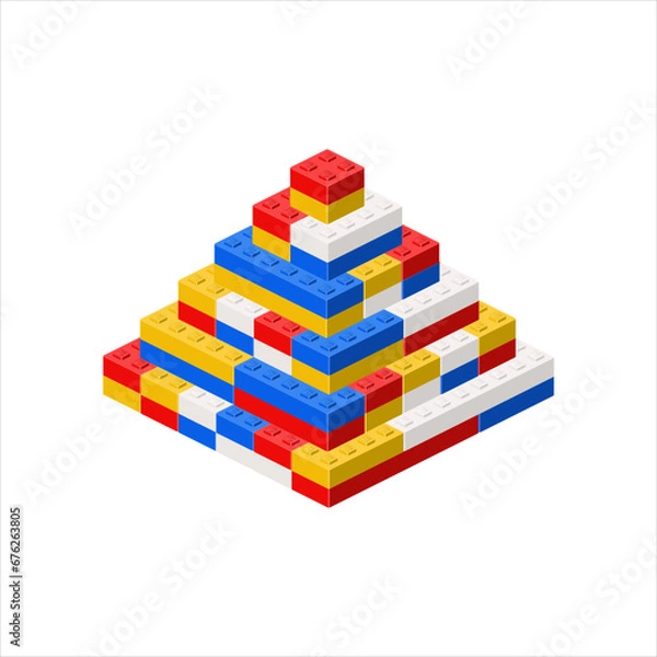 Obraz Colored step pyramid made of plastic blocks. Vector