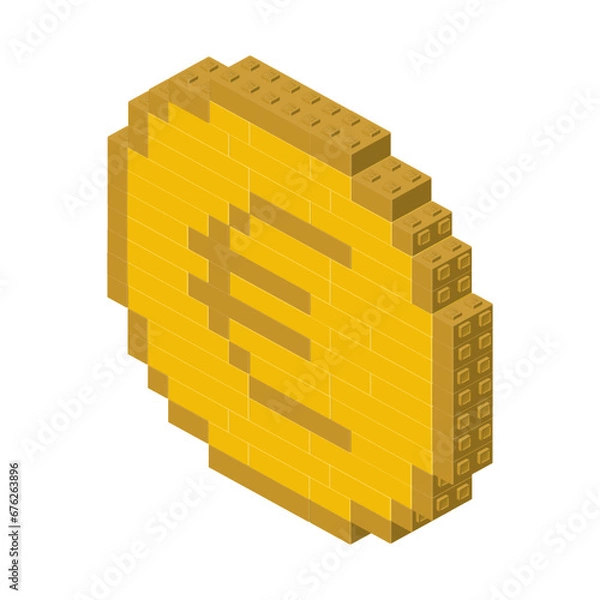 Obraz Euro coin in isometry. Vector