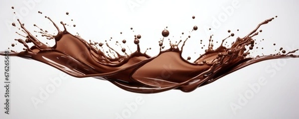 Obraz Chocolate splash design element on white background Generative AI 