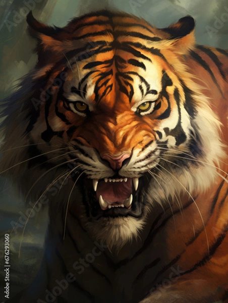 Obraz Angry tiger. Digital art.