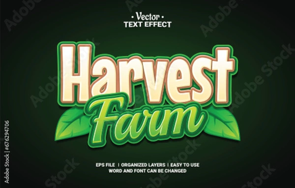 Obraz Harvest Farm Editable Vector Text Effect.