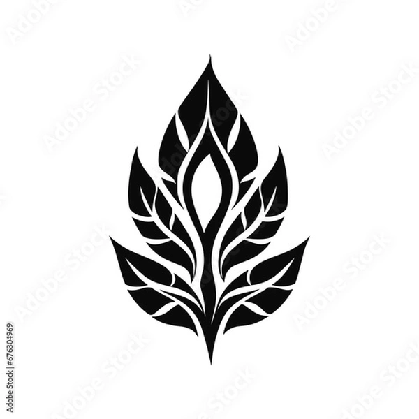 Fototapeta Minimalist abstract leaf with ornament.